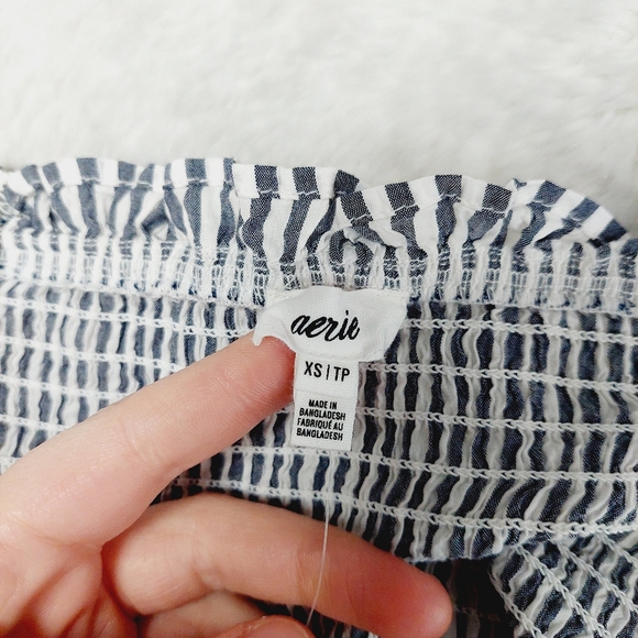 New Aerie Woven Pretty Long Sleeve Stripped Cropped Top P1794 - Picture 6 of 9